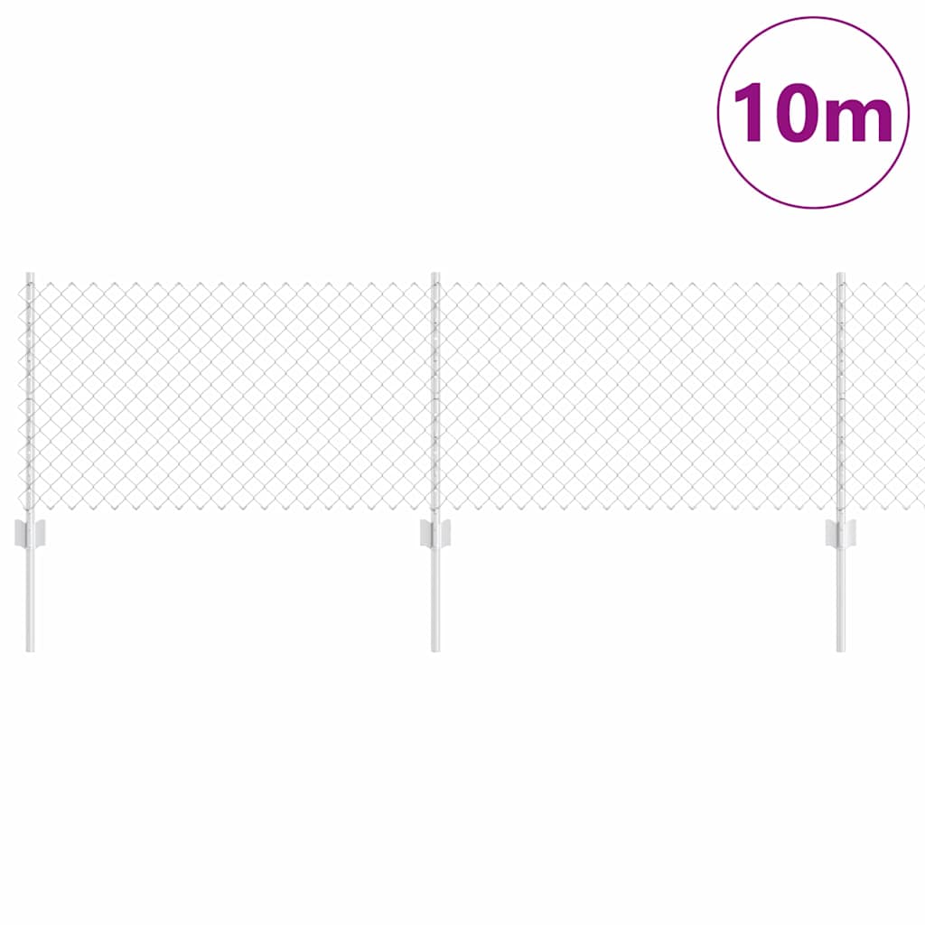 Vidaxl hek met paal zilver 0,6 x 10 m staal