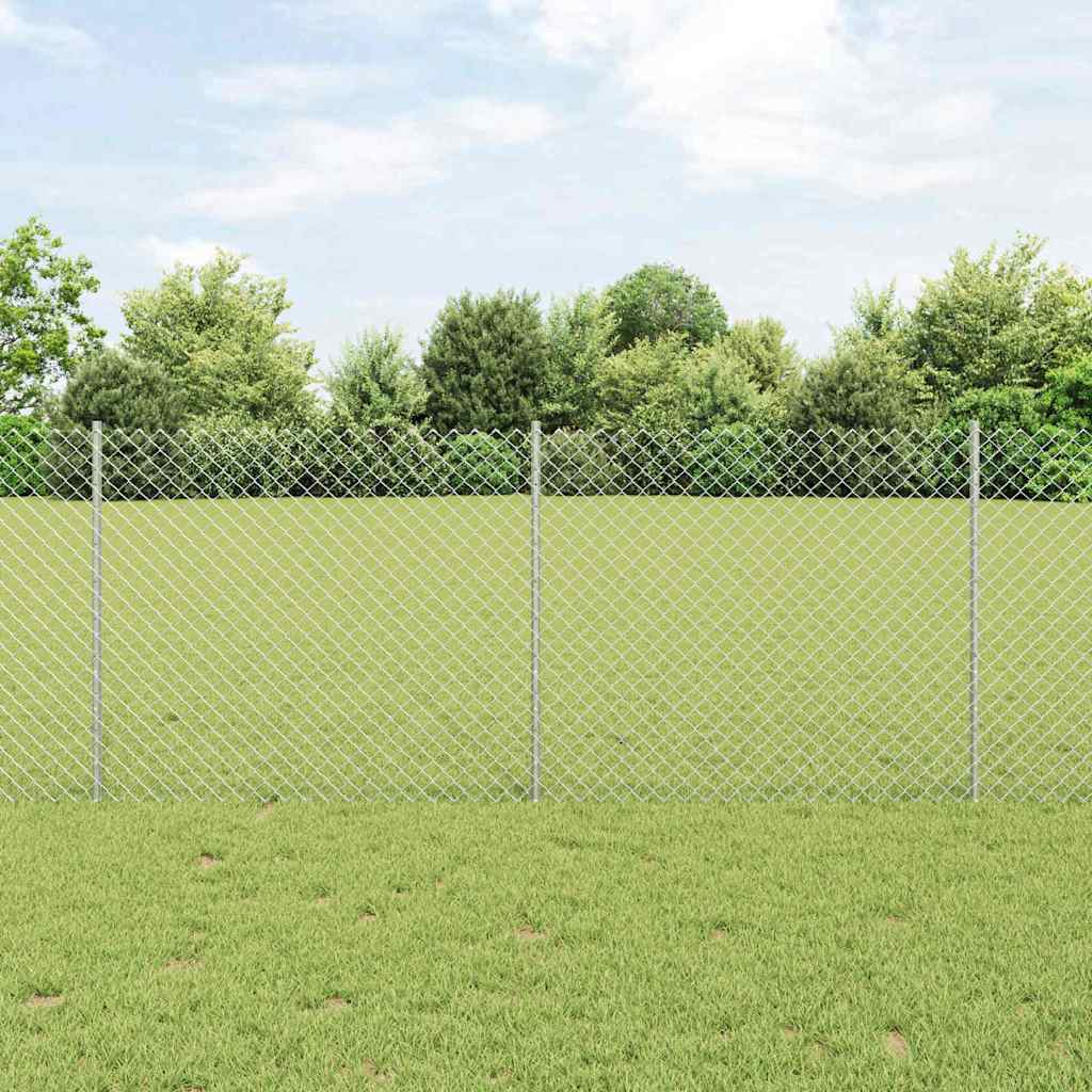 Vidaxl hek met paal zilver 1 x 10 m staal