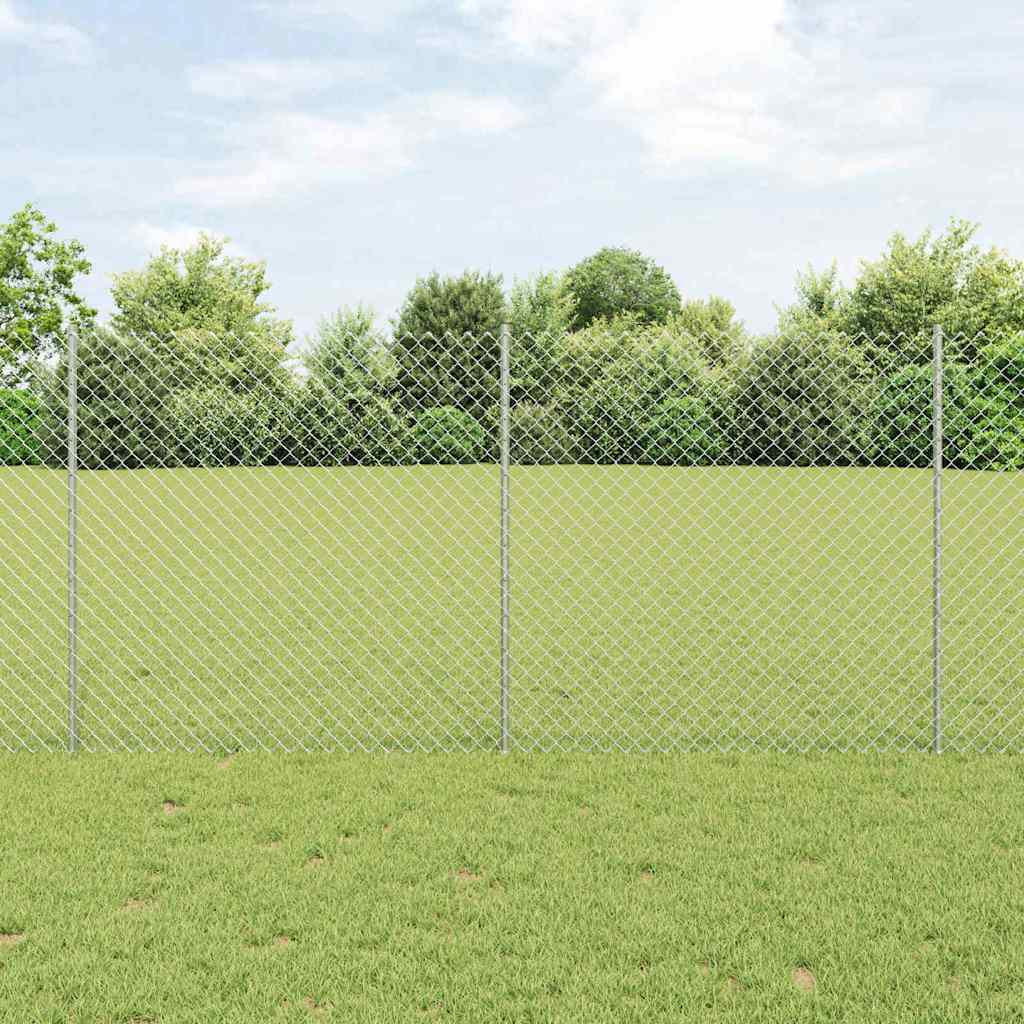 Vidaxl hek met paal zilver 1,2 x 10 m staal