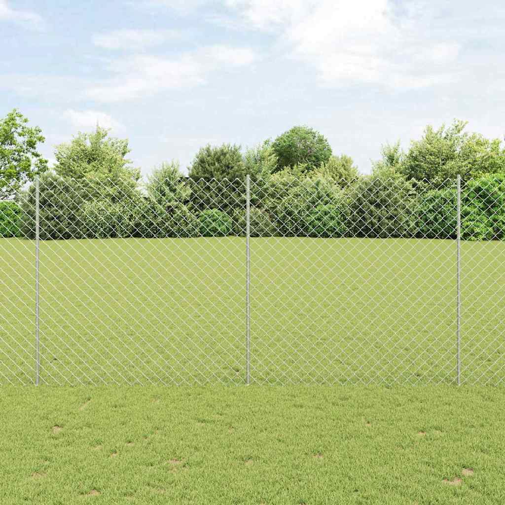Vidaxl hek met paal zilver 1,5 x 10 m staal