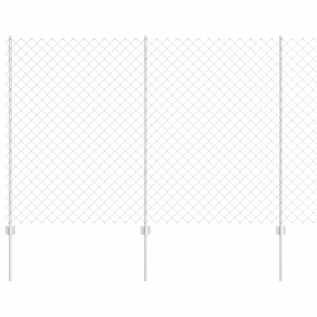 Vidaxl hek met paal zilver 1,5 x 10 m staal
