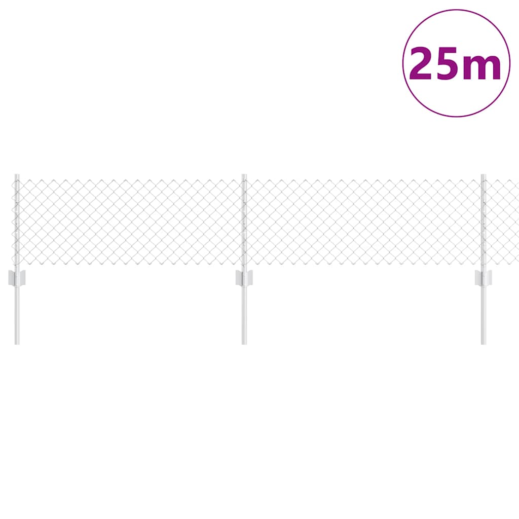 Vidaxl hek met paal zilver 0,4 x 25 m staal