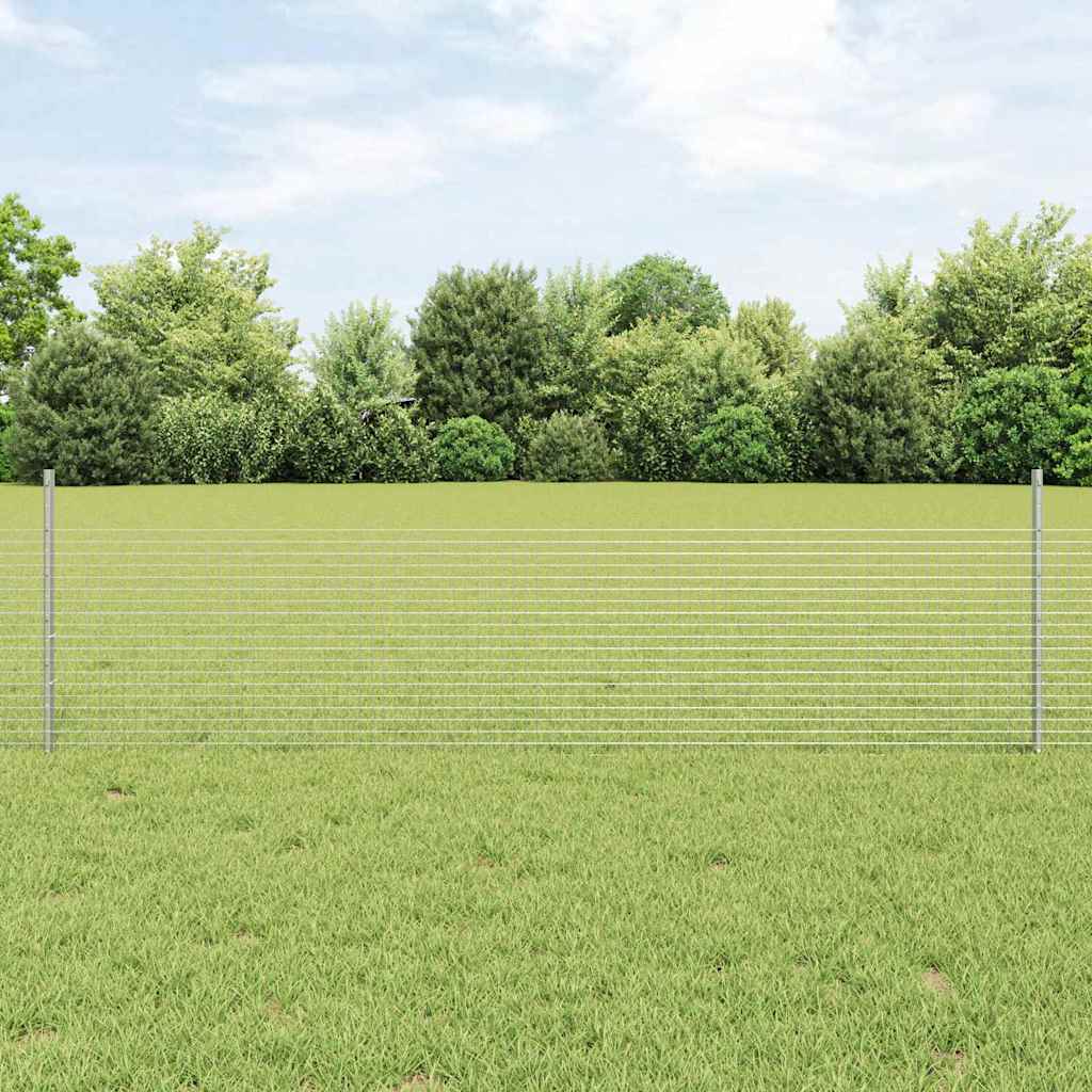 Vidaxl hek met paal zilver 0,5 x 10 m staal