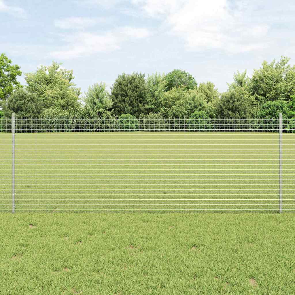 Vidaxl hek met paal zilver 0,8 x 10 m staal