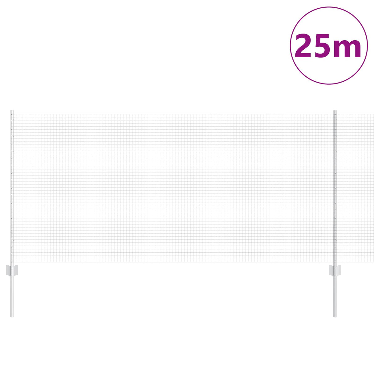 Vidaxl hek met paal zilver 1 x 25 m staal