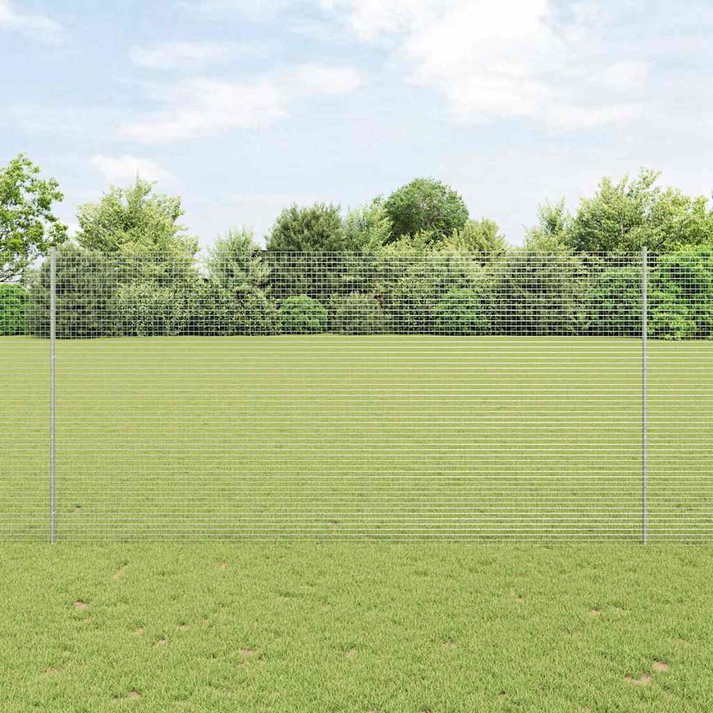 Vidaxl hek met paal zilver 1,5 x 25 m staal