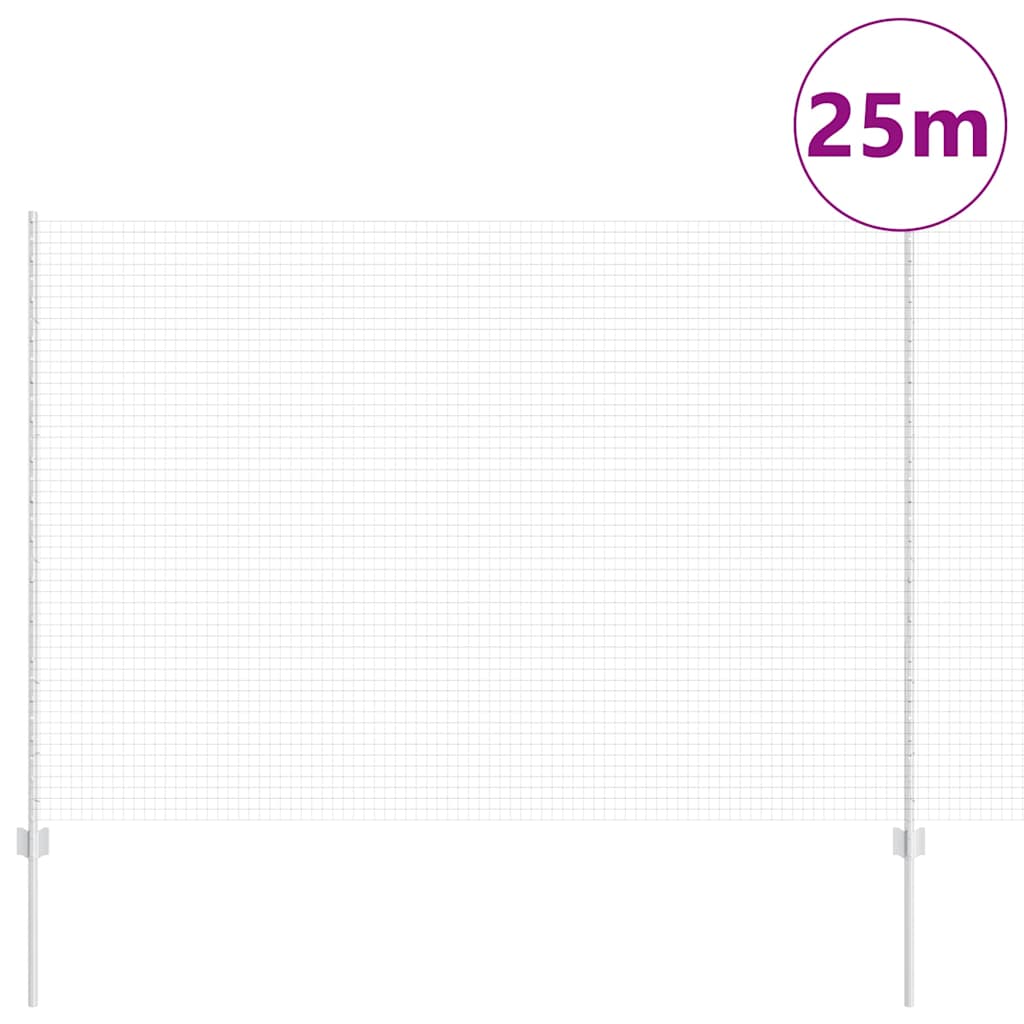 Vidaxl hek met paal zilver 1,5 x 25 m staal