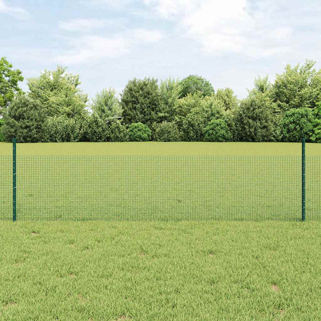 Vidaxl hek met paal groen 0,5 x 10 m staal