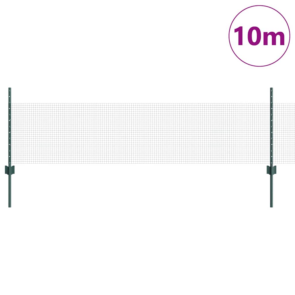 Vidaxl hek met paal groen 0,5 x 10 m staal