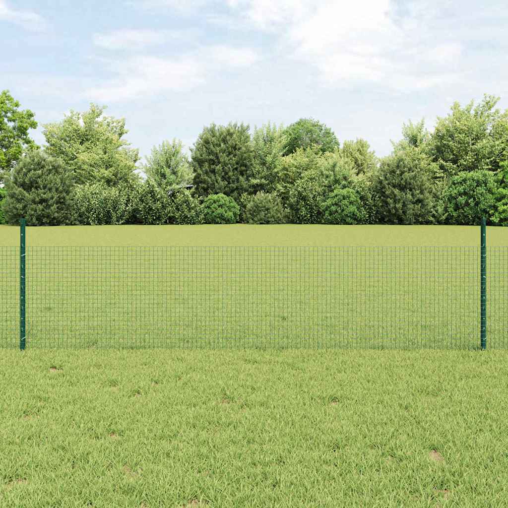 Vidaxl hek met paal groen 0,5 x 10 m staal