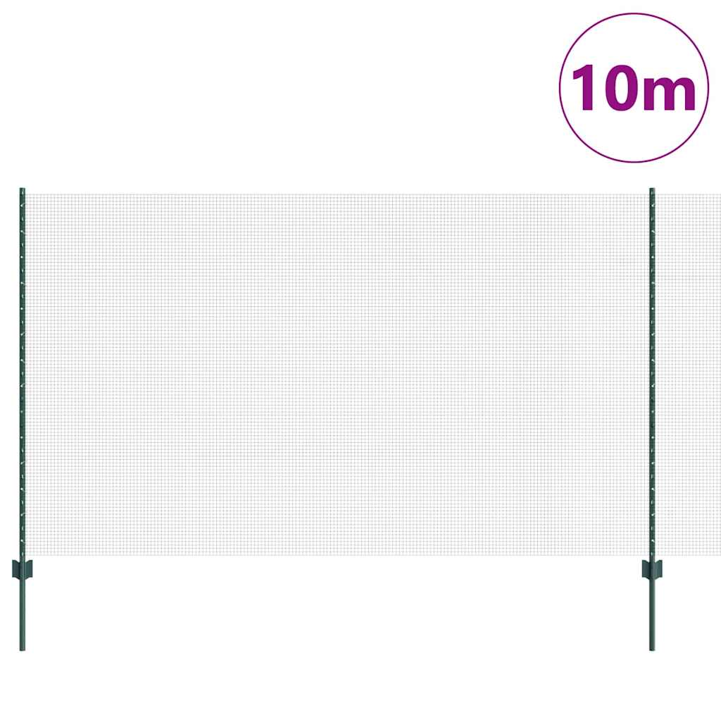 Vidaxl hek met paal groen 1,4 x 10 m staal en pvc