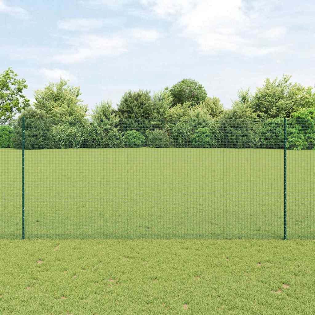 Vidaxl hek met paal groen 1,4 x 10 m staal en pvc