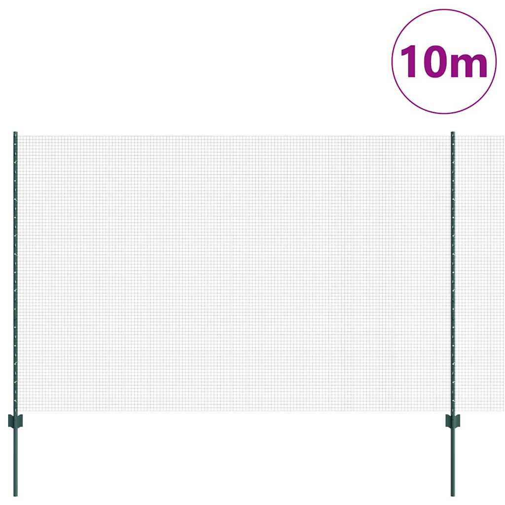 Vidaxl hek met paal groen 1,6 x 10 m staal en pvc