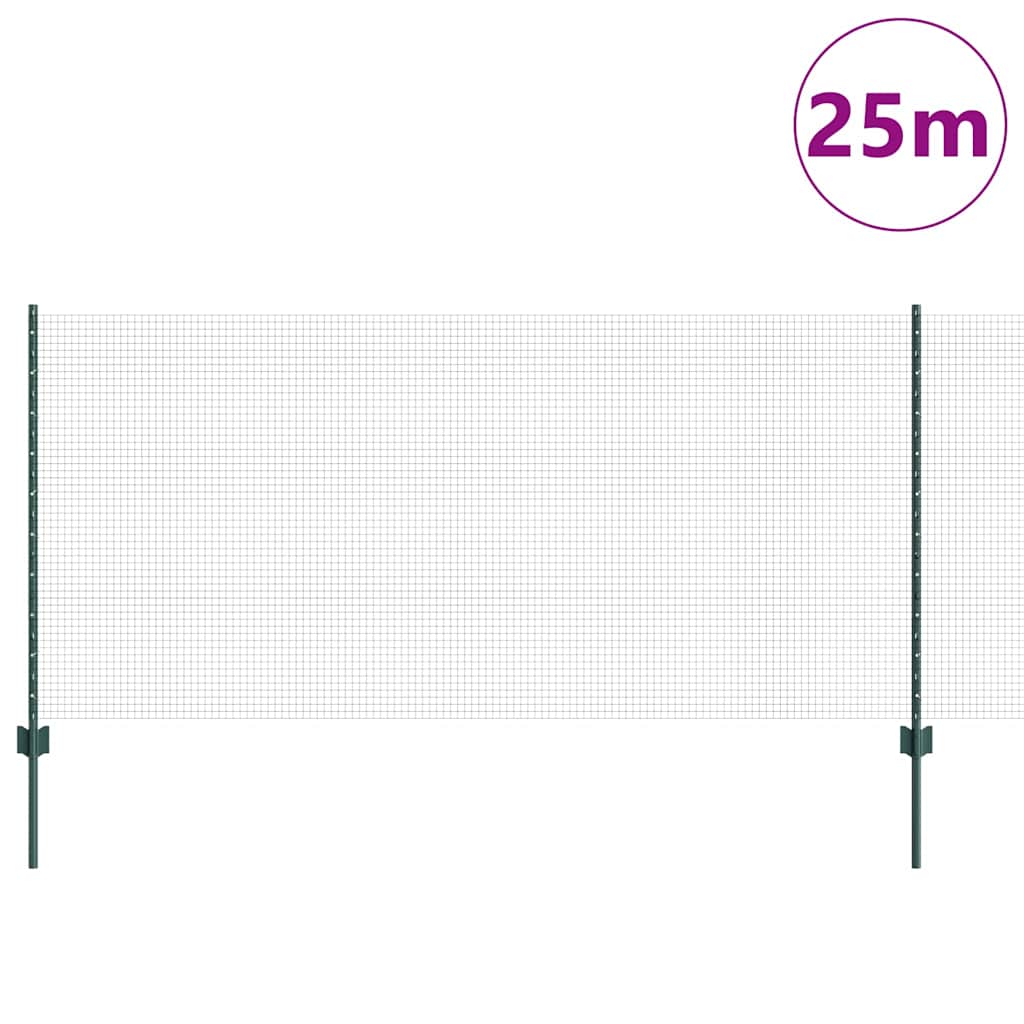 Vidaxl hek met paal groen 1 x 25 m staal