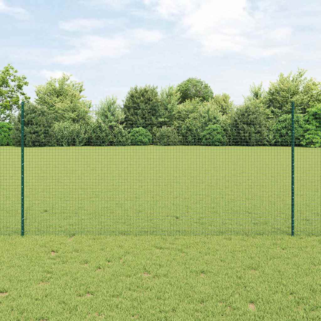 Vidaxl hek met paal groen 1,2 x 25 m staal en pvc