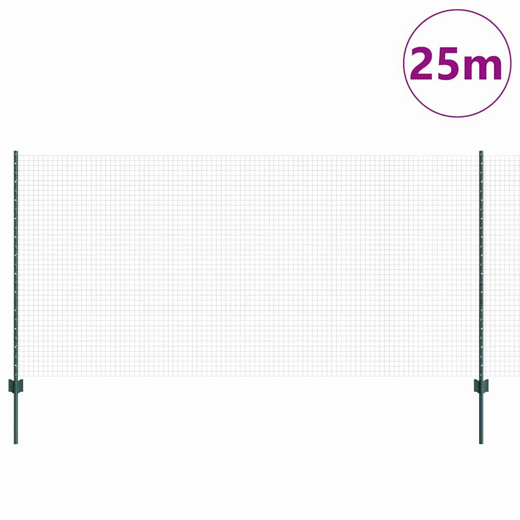 Vidaxl hek met paal groen 1,2 x 25 m staal en pvc