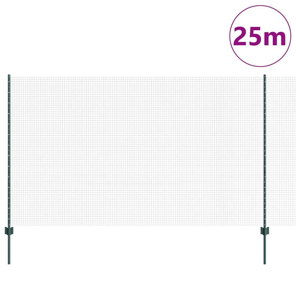 Vidaxl hek met paal groen 1,4 x 25 m staal en pvc