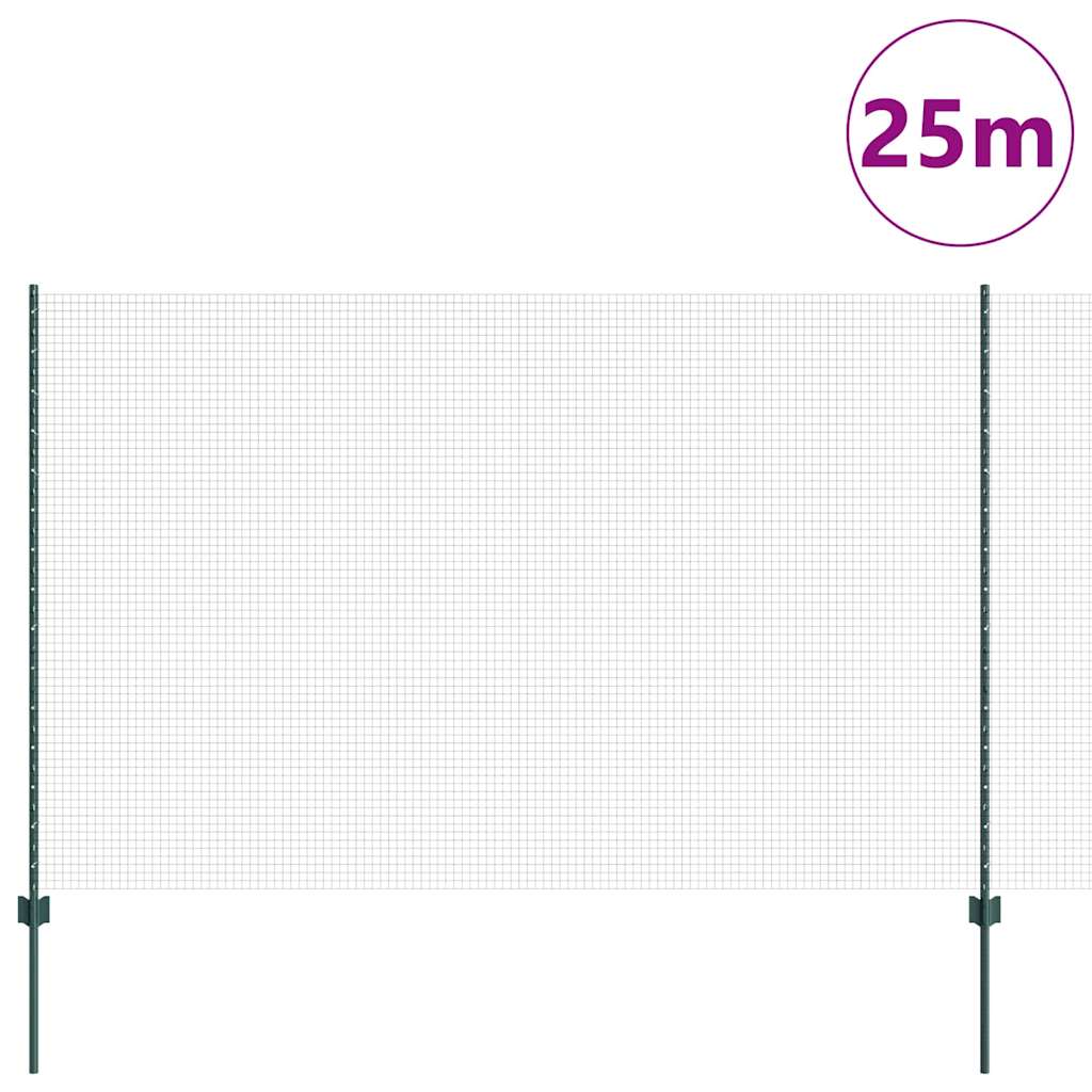 Vidaxl hek met paal groen 1,5 x 25 m staal