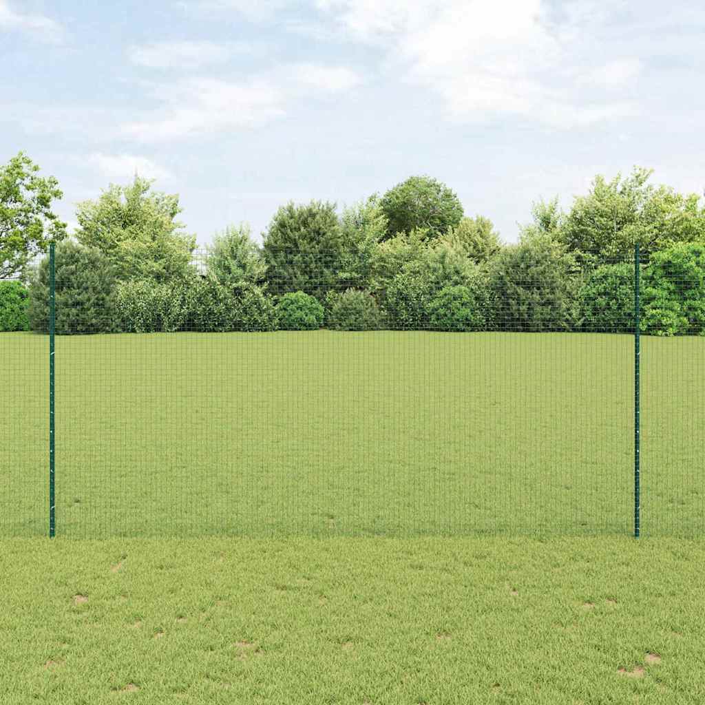 Vidaxl hek met paal groen 1,5 x 25 m staal