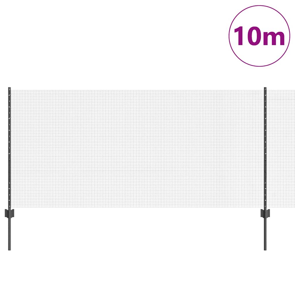Vidaxl hek met paal grijs 1 x 10 m staal