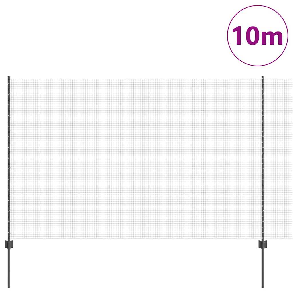 Vidaxl hek met paal grijs 1,5 x 10 m staal en pvc