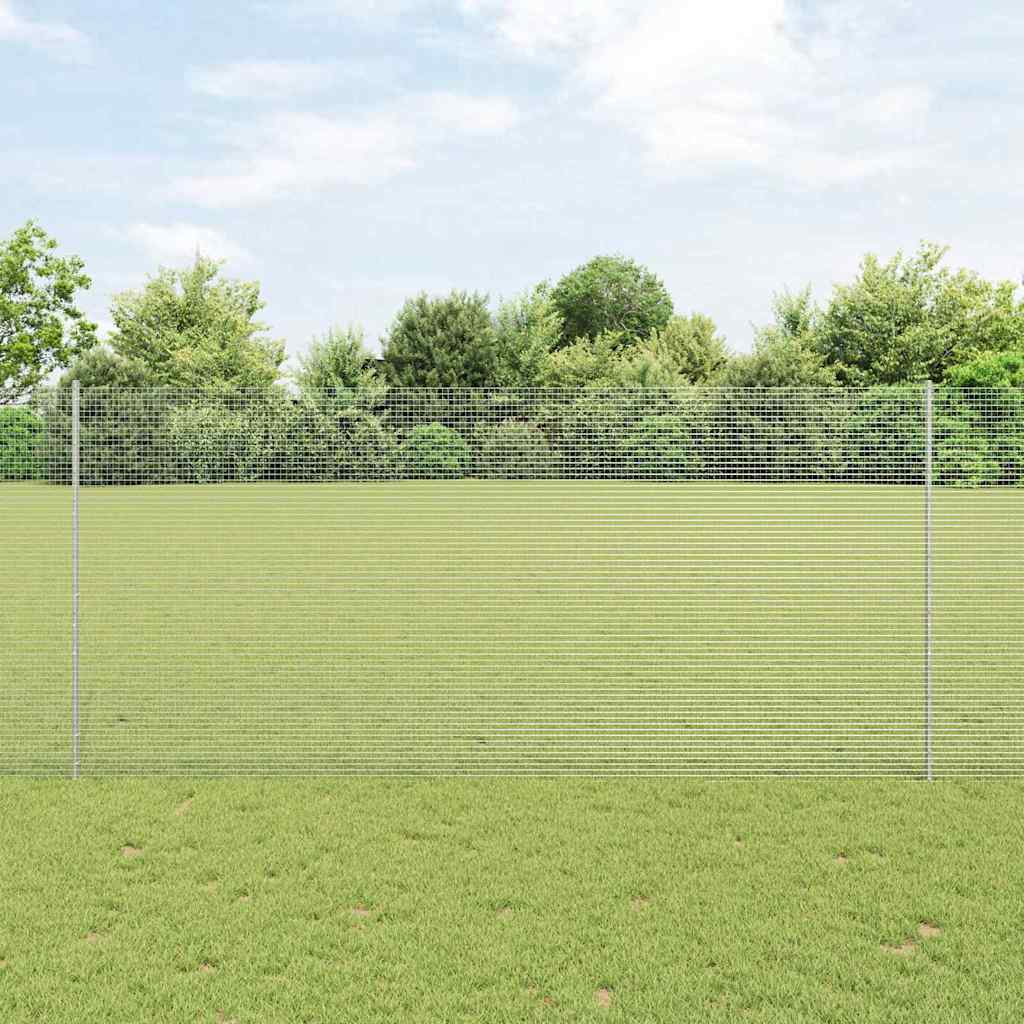 Vidaxl hek met paal grijs 1,4 x 25 m staal en pvc