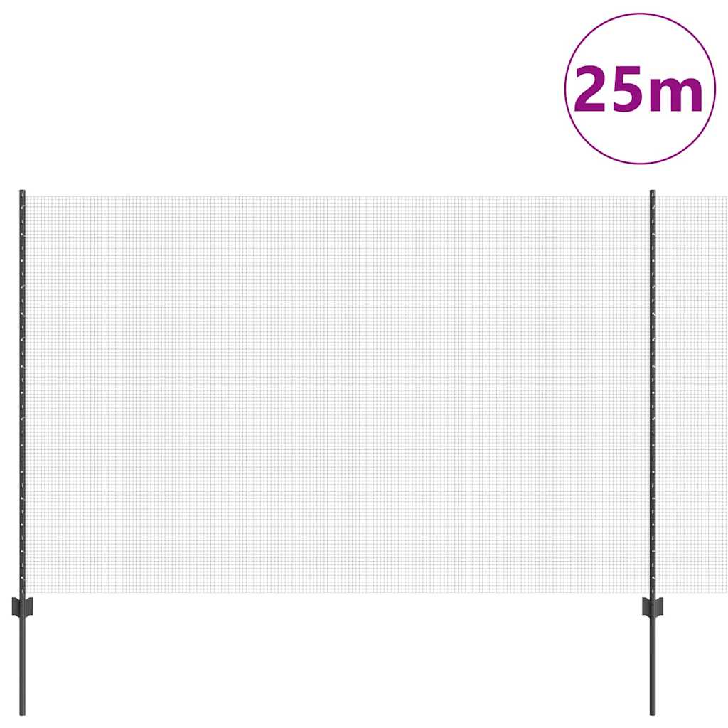 Vidaxl hek met paal grijs 1,5 x 25 m staal