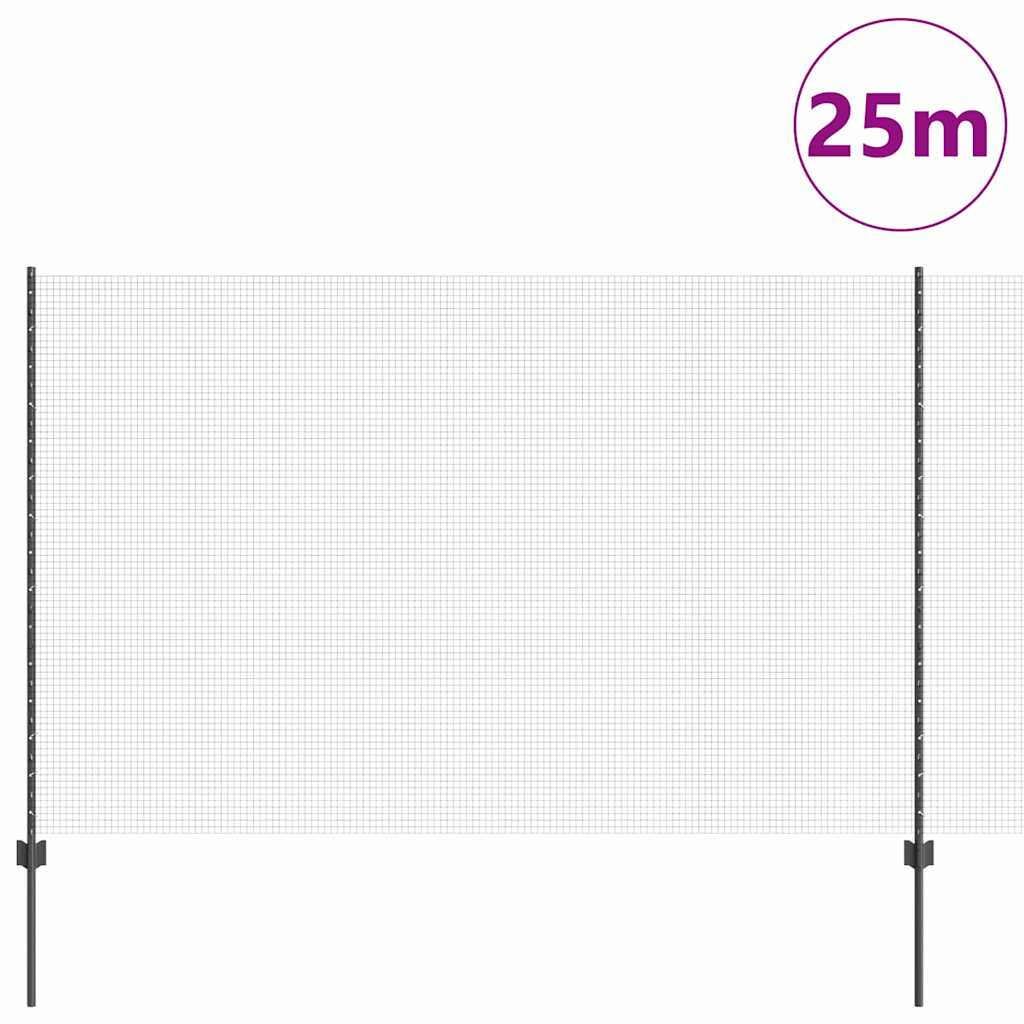 Vidaxl hek met paal grijs 1,6 x 25 m staal en pvc