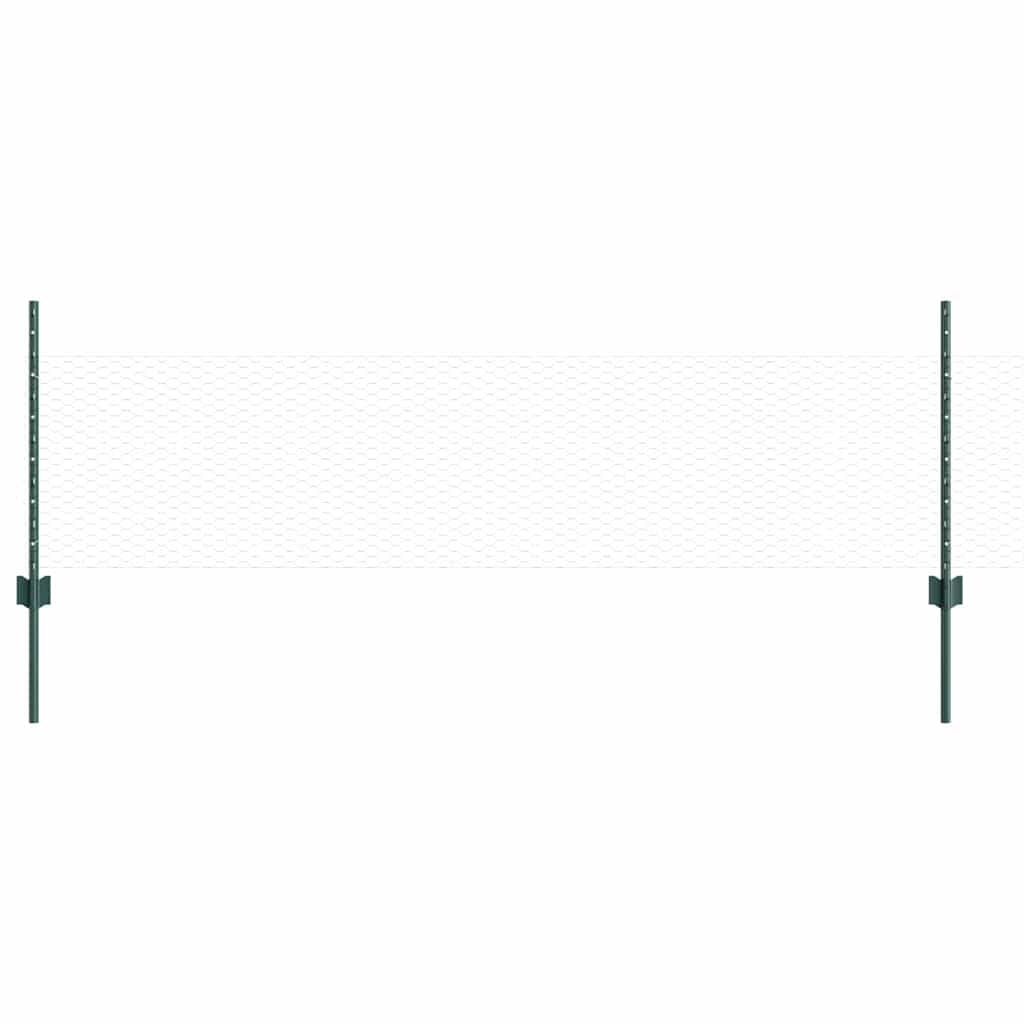 Vidaxl hek met paal groen 0,5 x 10 m staal en pvc