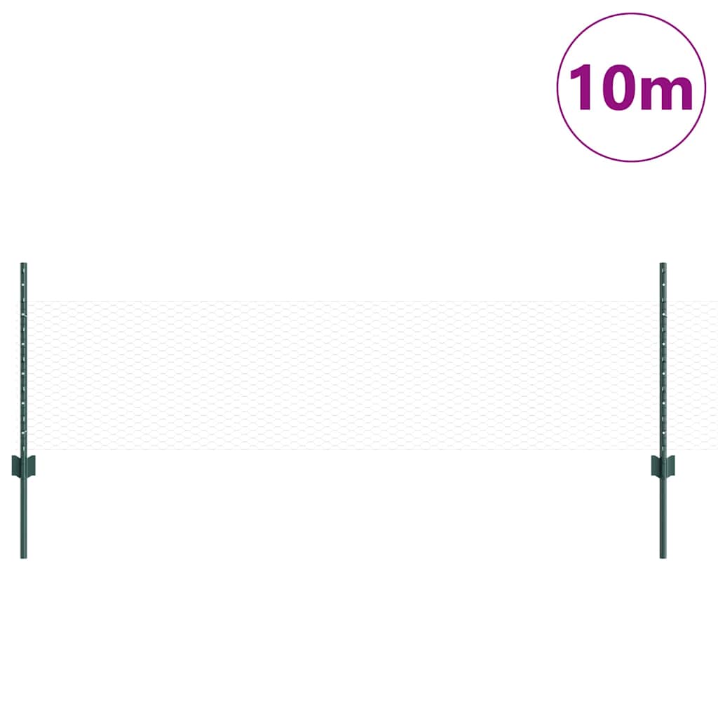 Vidaxl hek met paal groen 0,5 x 10 m staal en pvc