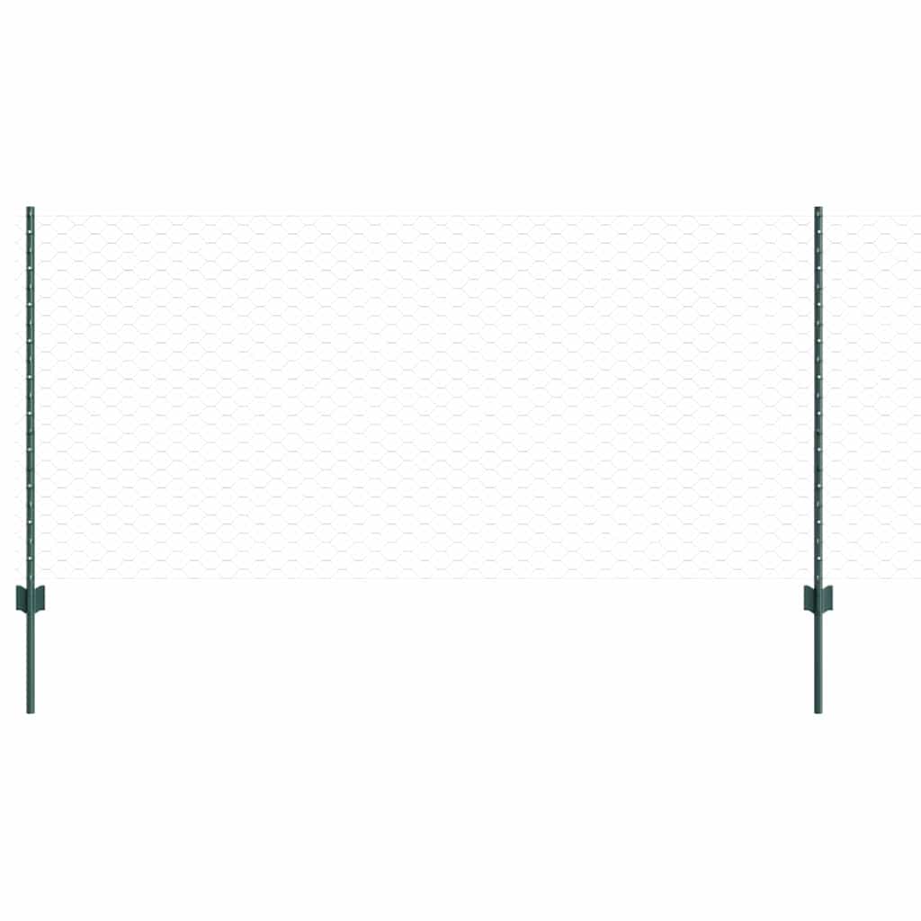 Vidaxl hek met paal groen 1 x 10 m staal en pvc