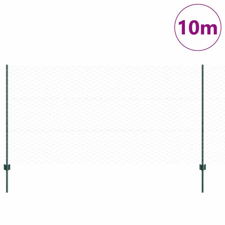 Vidaxl zeshoekig gaasgek met palen 10 x 1,2 m pvc-coated staal groen