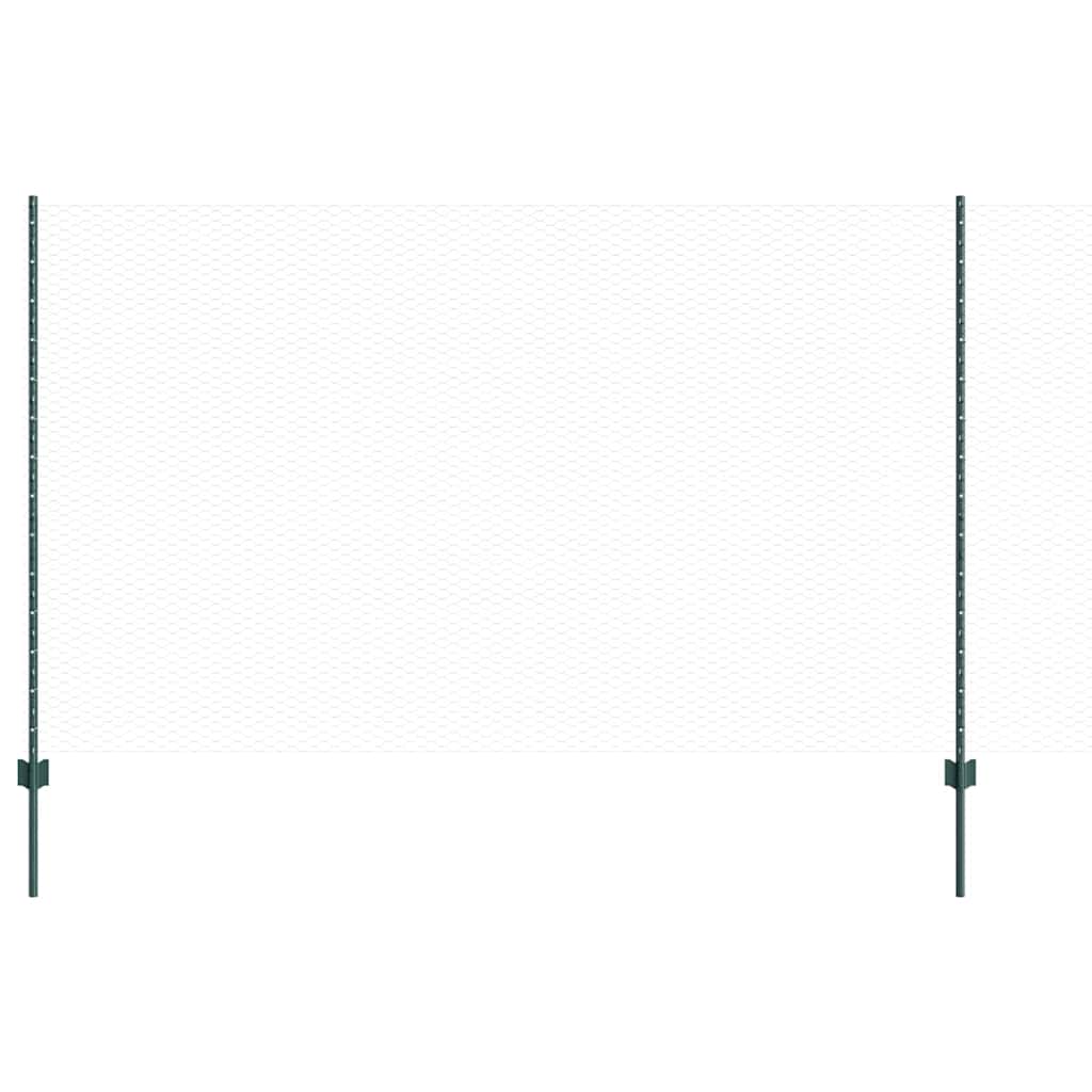 Vidaxl hek met paal groen 1,4 x 10 m staal en pvc