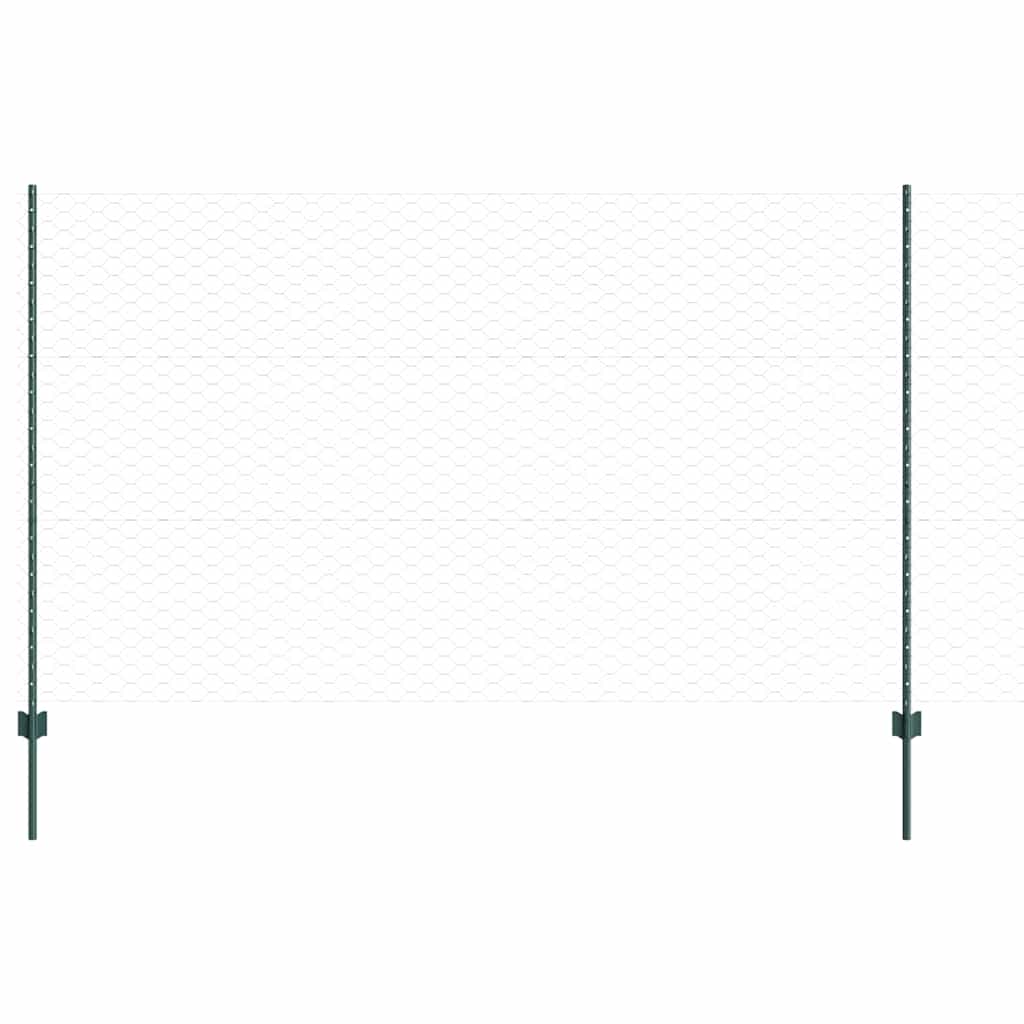 Vidaxl hek met paal groen 1,4 x 10 m staal en pvc