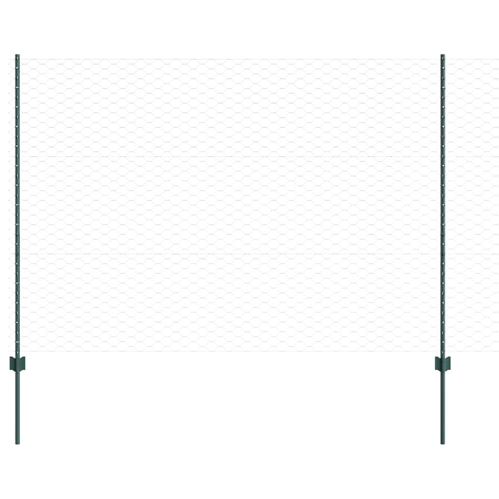 Vidaxl hek met paal groen 1,5 x 10 m staal en pvc
