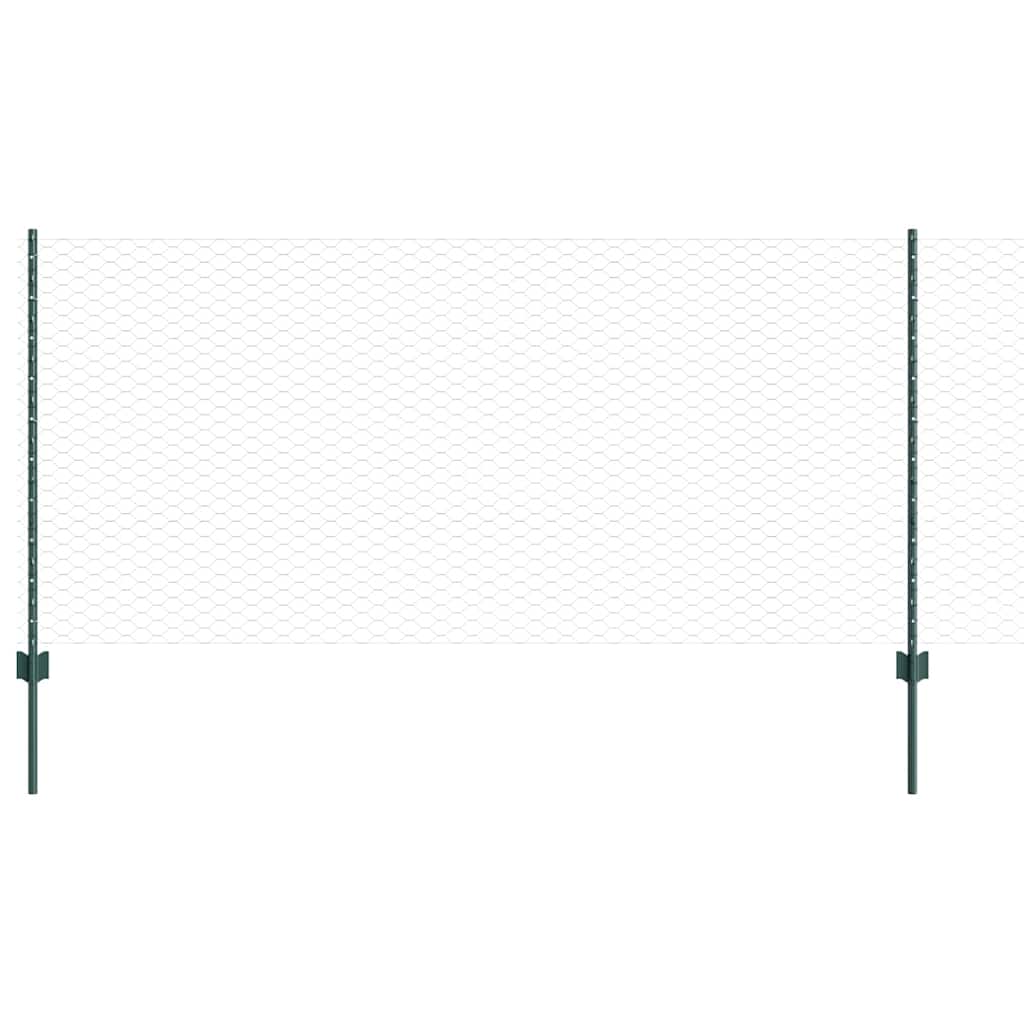 Vidaxl hek met paal groen 1 x 25 m staal