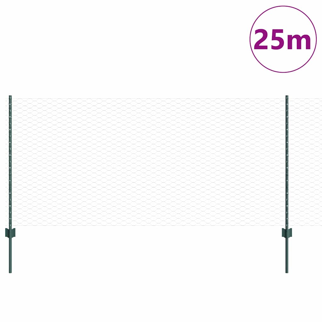 Vidaxl hek met paal groen 1 x 25 m staal