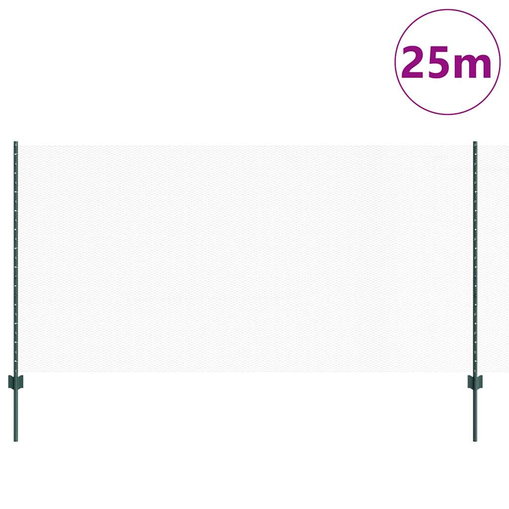 Vidaxl hek met paal groen 1,2 x 25 m staal