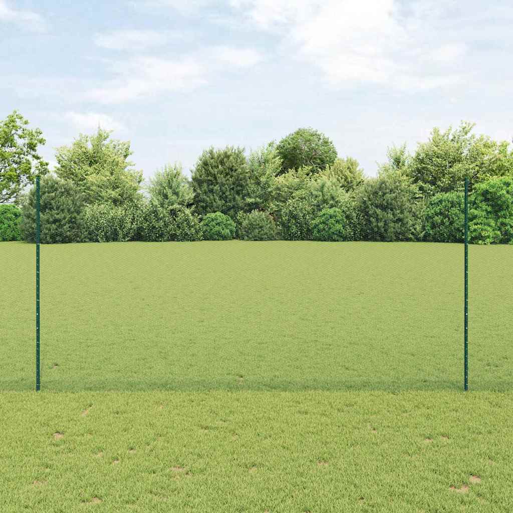 Vidaxl hek met paal groen 1,5 x 25 m staal