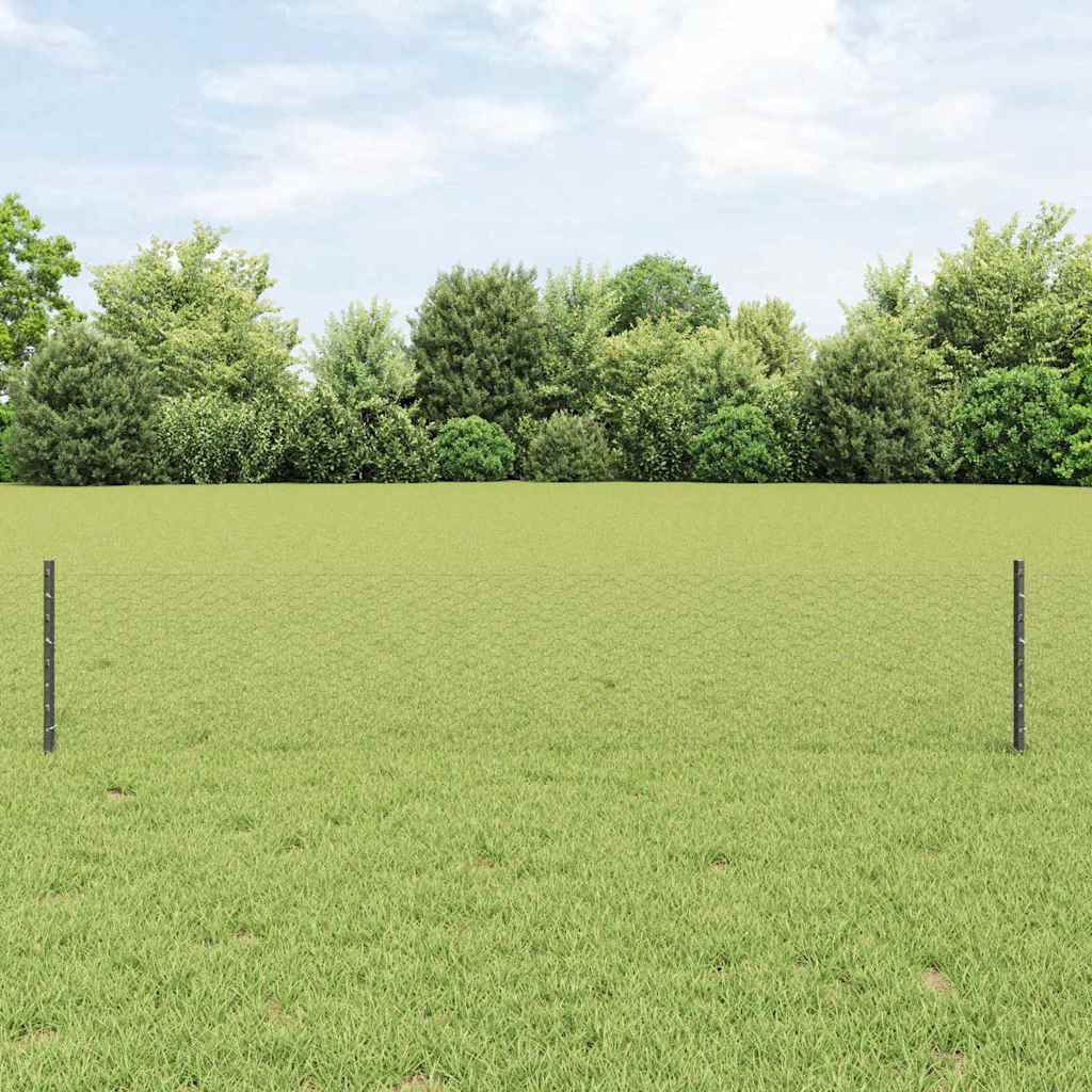 Vidaxl hek met paal grijs 0,4 x 10 m staal en pvc