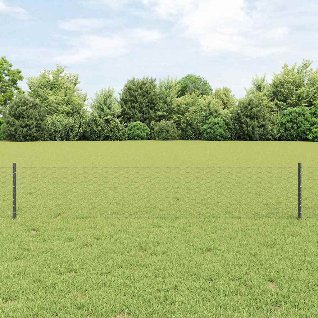 Vidaxl hek met paal grijs 0,4 x 10 m staal en pvc