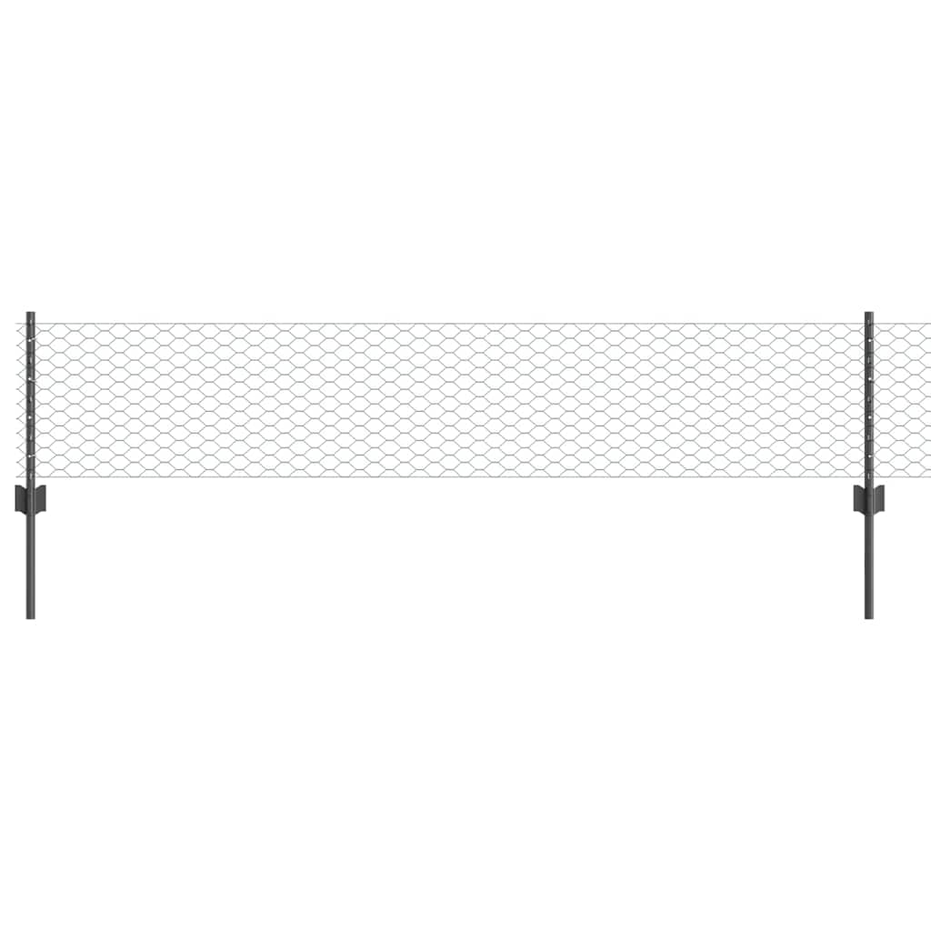 Vidaxl hek met paal grijs 0,4 x 10 m staal en pvc