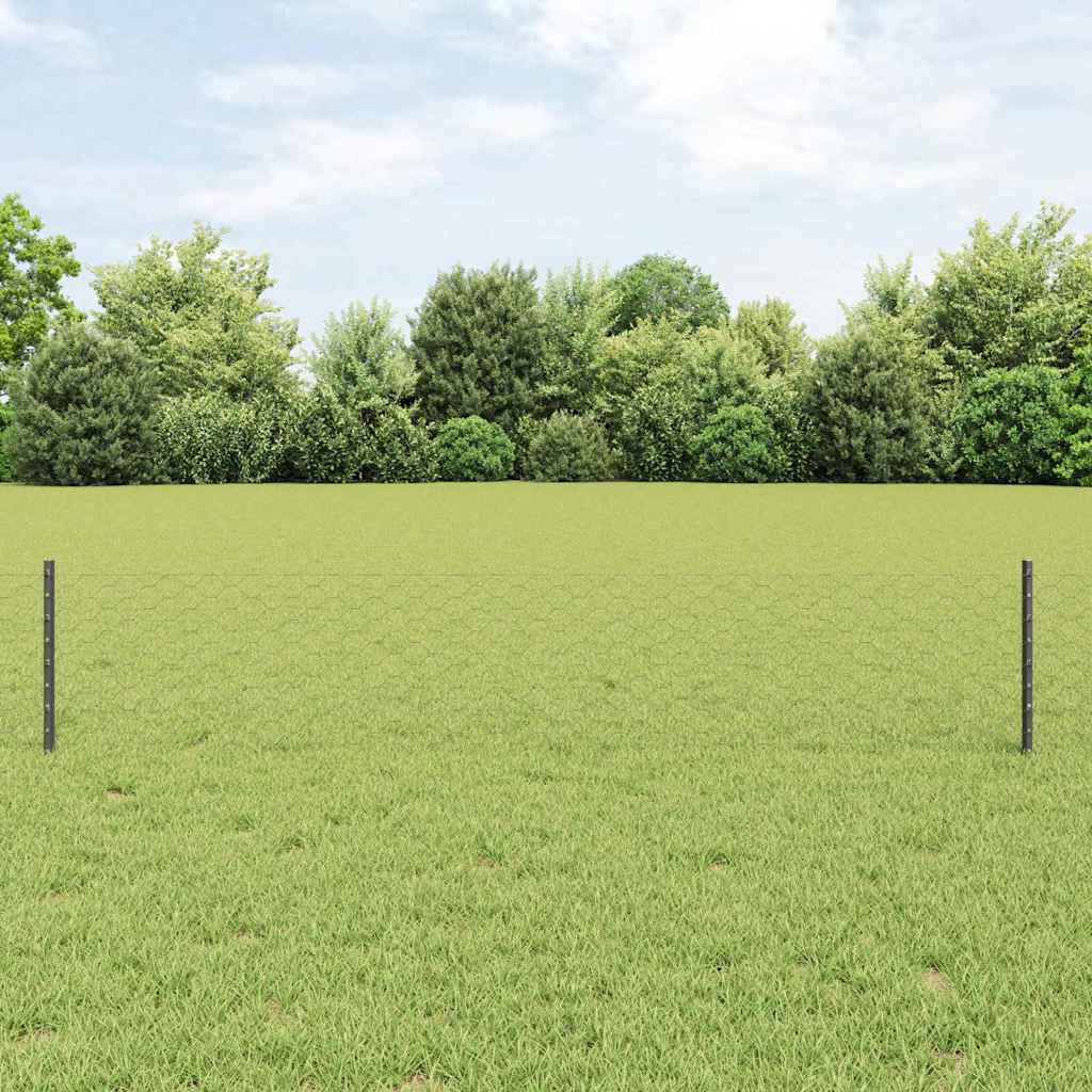 Vidaxl hek met paal grijs 0,4 x 10 m staal en pvc