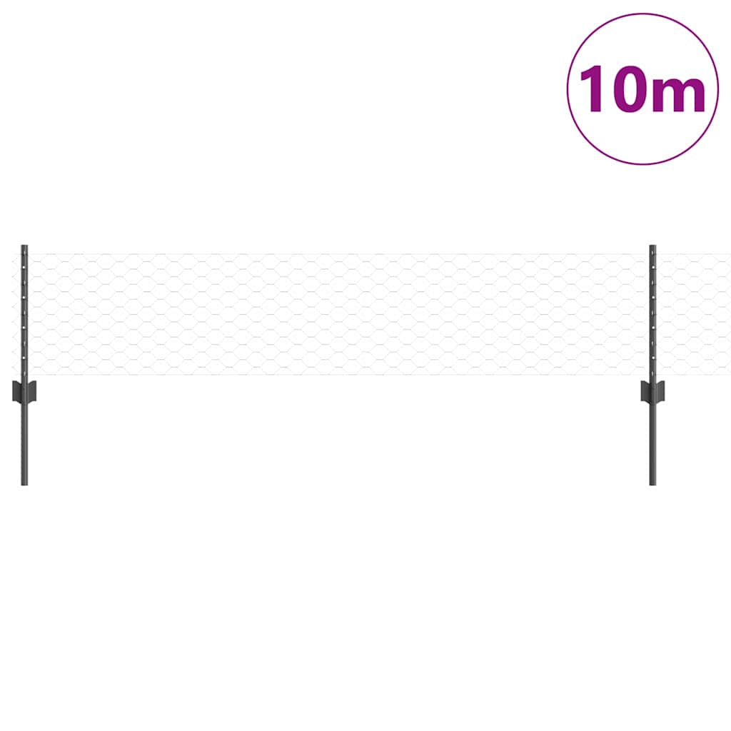 Vidaxl hek met paal grijs 0,4 x 10 m staal en pvc