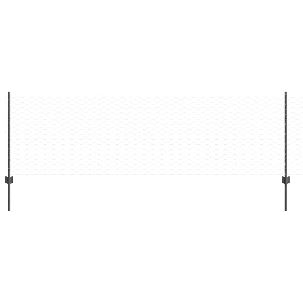Vidaxl hek met paal grijs 0,8 x 10 m staal en pvc