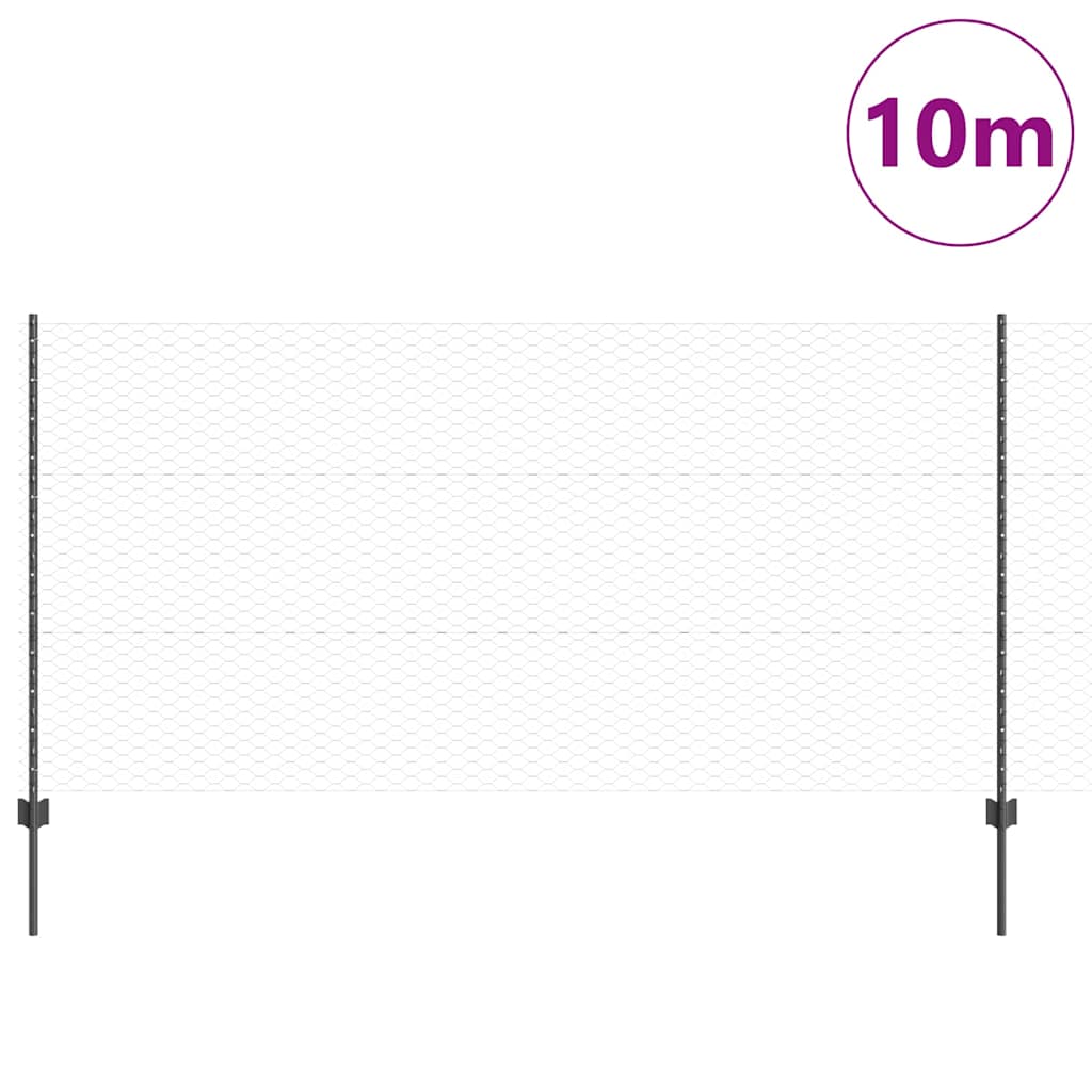 Vidaxl hek met paal grijs 1,2 x 10 m staal en pvc