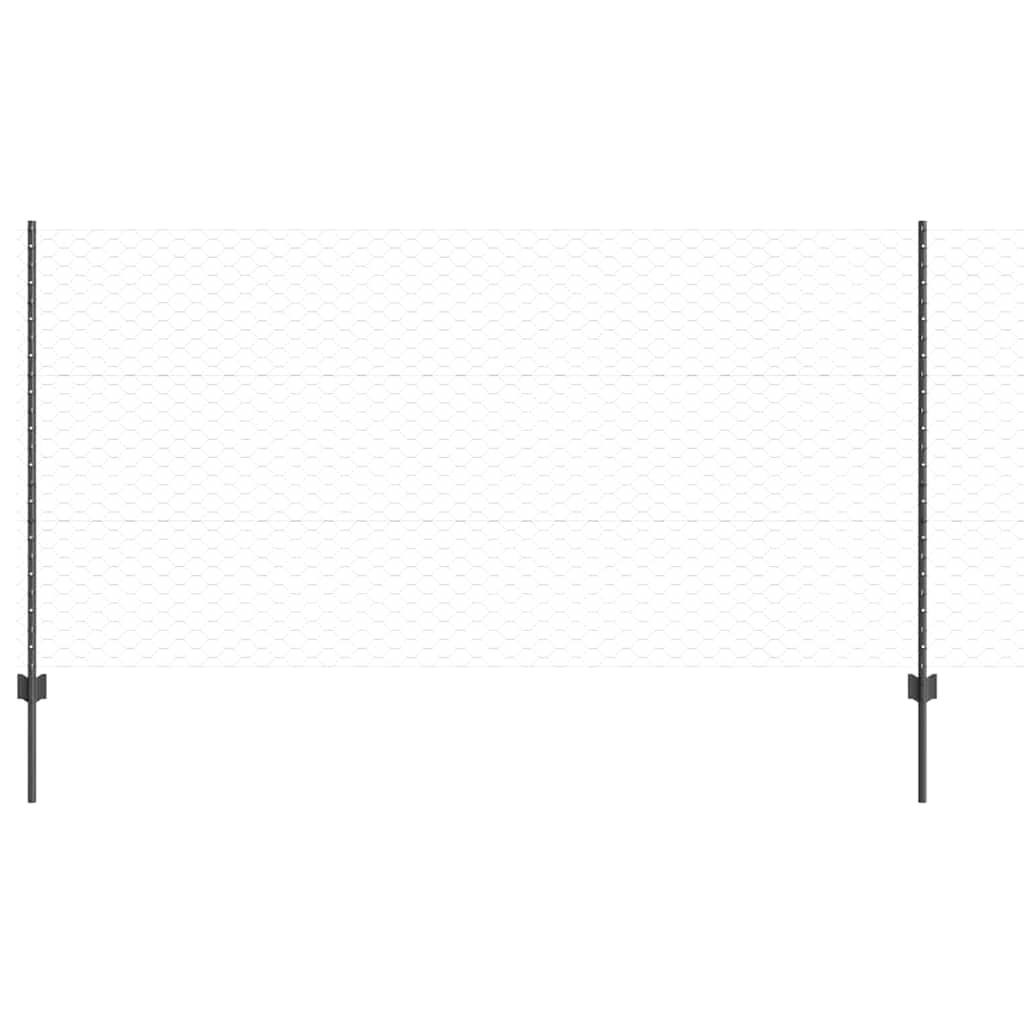 Vidaxl hek met paal grijs 1,2 x 10 m staal en pvc