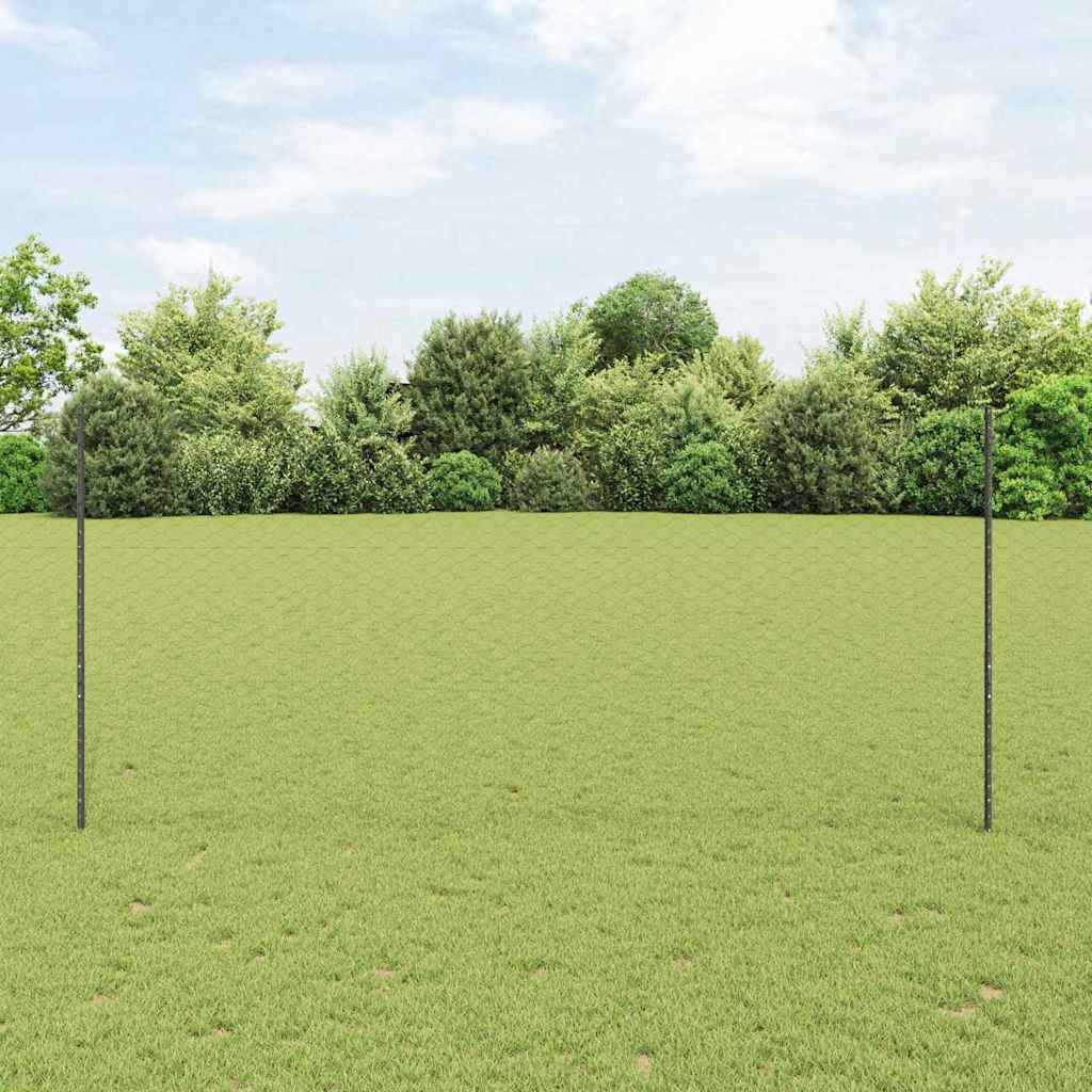 Vidaxl hek met paal grijs 1,4 x 10 m staal en pvc
