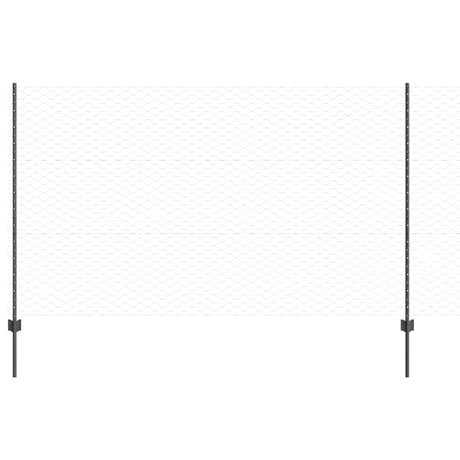 Vidaxl zeshoekig gaasgek met palen 10 x 1,4 m pvc-coated staal grijs