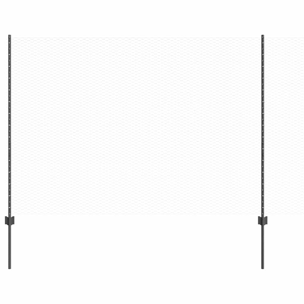 Vidaxl hek met paal grijs 1,6 x 10 m staal en pvc